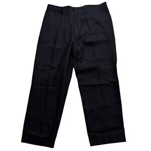J. Peterman Company Men Flat Front Linen Cuffed Pants Size 38x28 Navy Blue